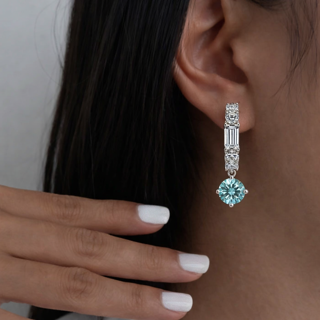 Vega Aqua Crystal Drop Earrings