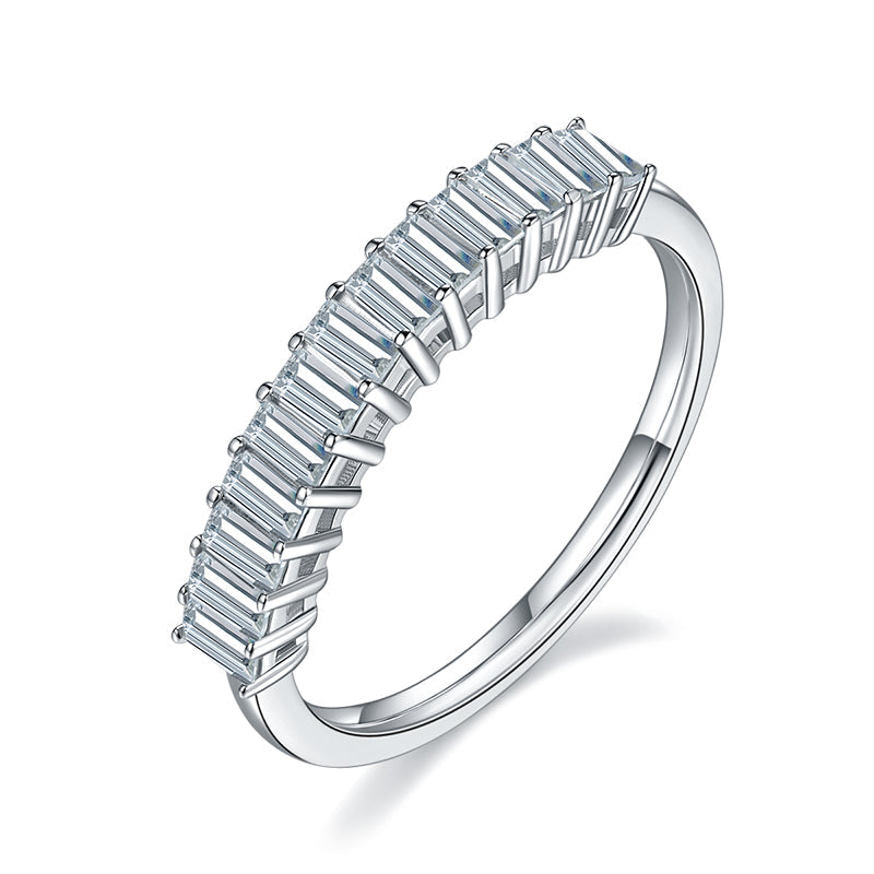 Meridian Emerald Cut Moissanite Ring