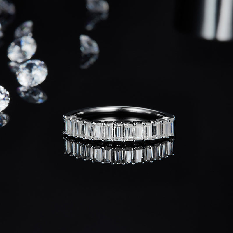 Meridian Emerald Cut Moissanite Ring