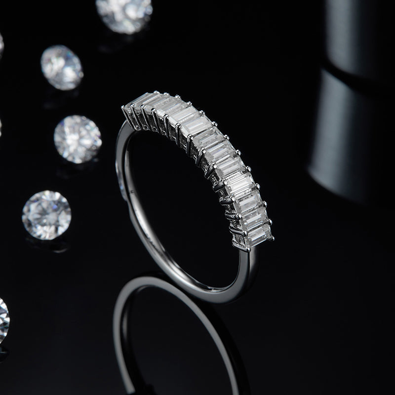 Meridian Emerald Cut Moissanite Ring