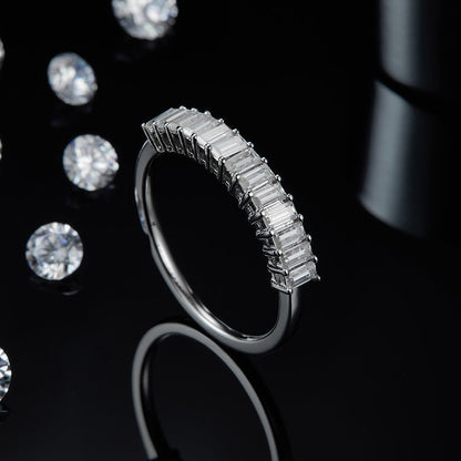 Meridian Emerald Cut Moissanite Ring