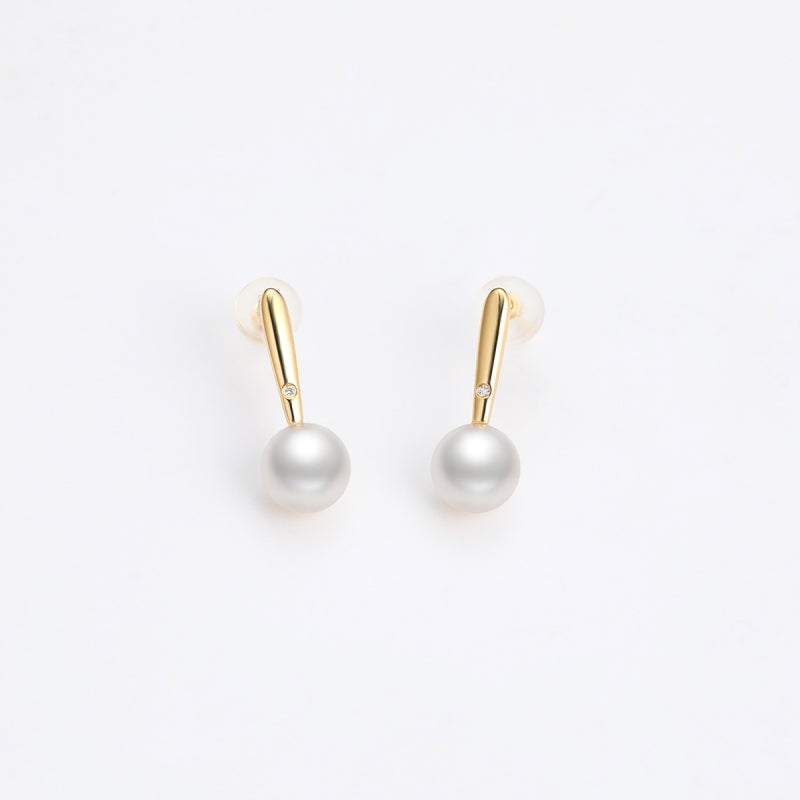 Selene Pearl Diamond Drop Earrings