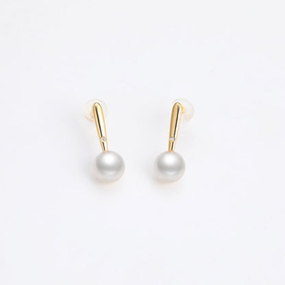 Selene Pearl Diamond Drop Earrings