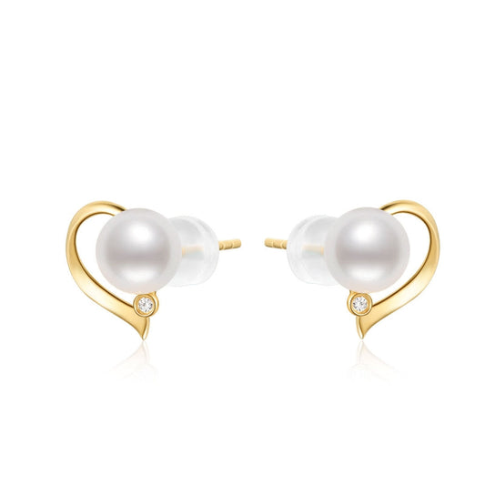 Meridian Pearl Heart Diamond Earrings