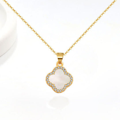 Aura Clover Pavé Necklace