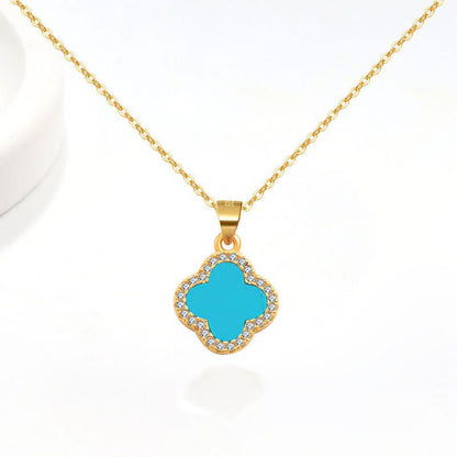 Aura Clover Pavé Necklace