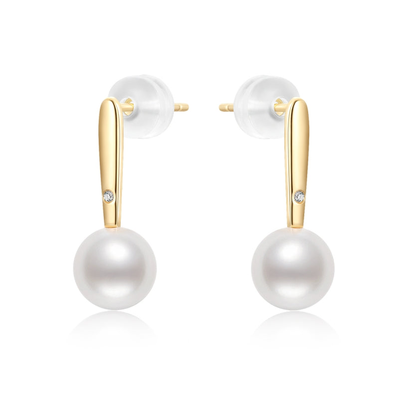 Selene Pearl Diamond Drop Earrings