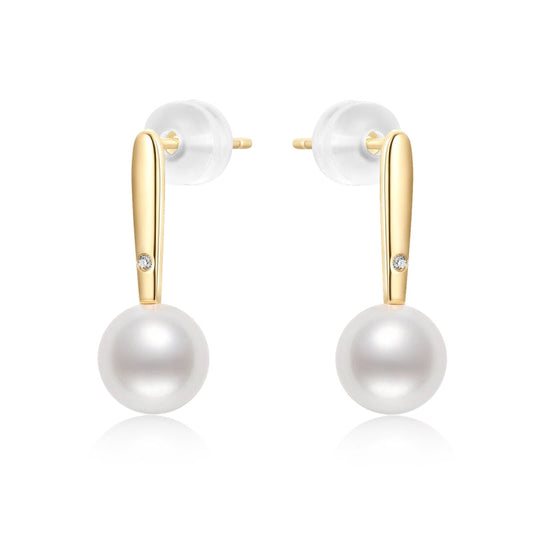 Selene Pearl Diamond Drop Earrings