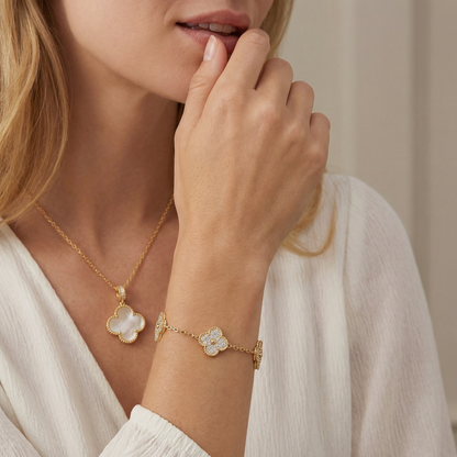 Aura Mother of Pearl Clover Necklace