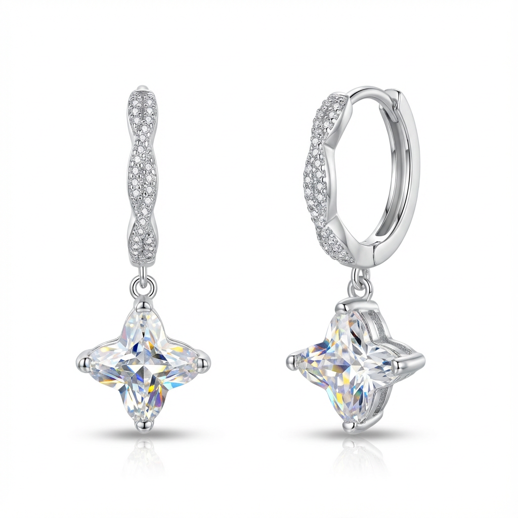 Polaris Celestial Star Diamond Drop Earrings