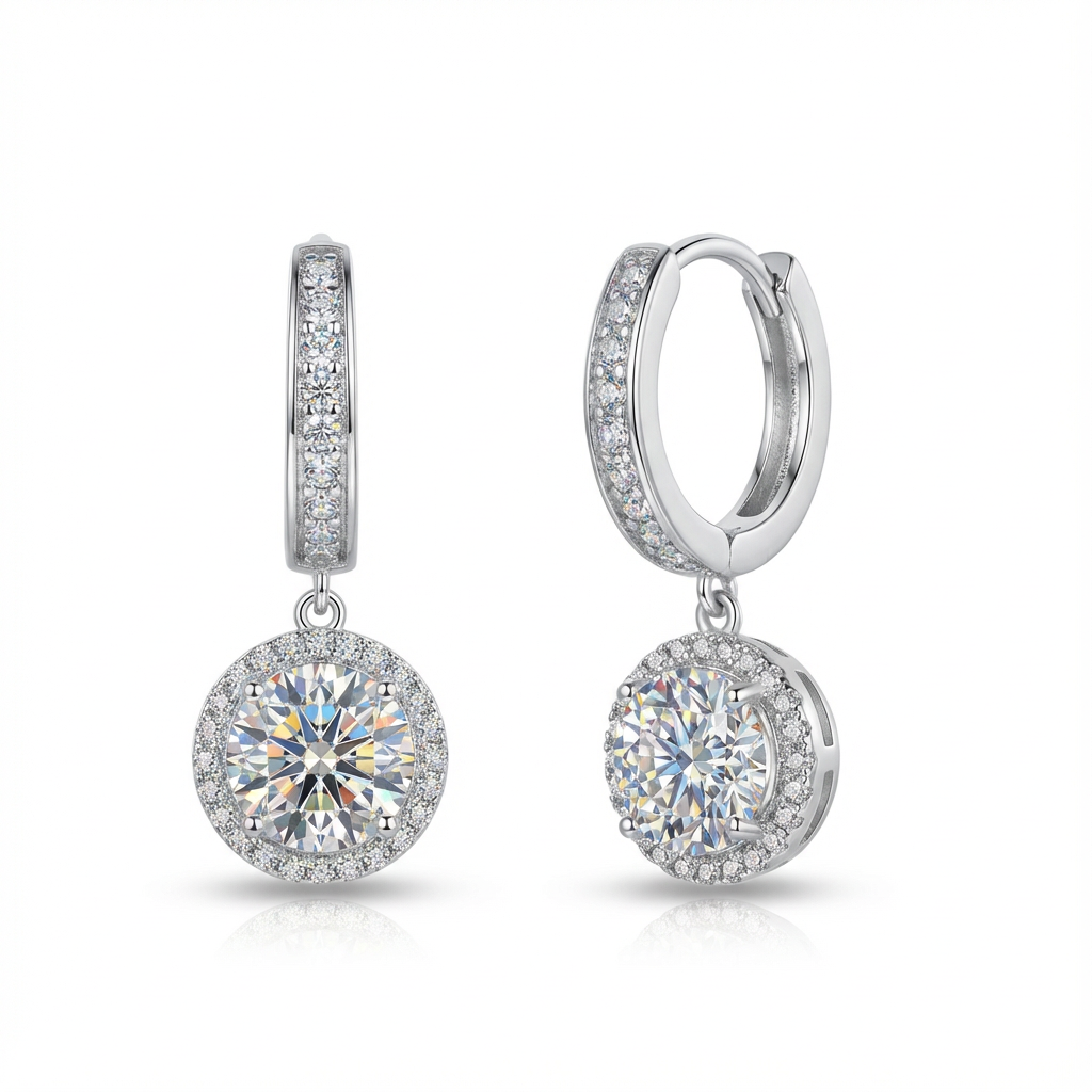 Vega Detailed Halo Drop Earrings