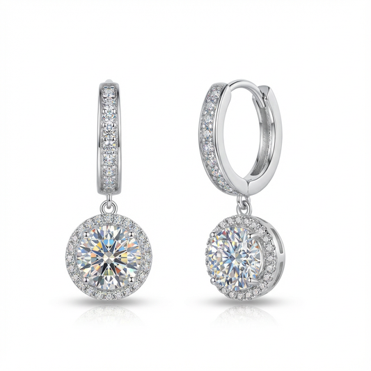 Vega Detailed Halo Drop Earrings