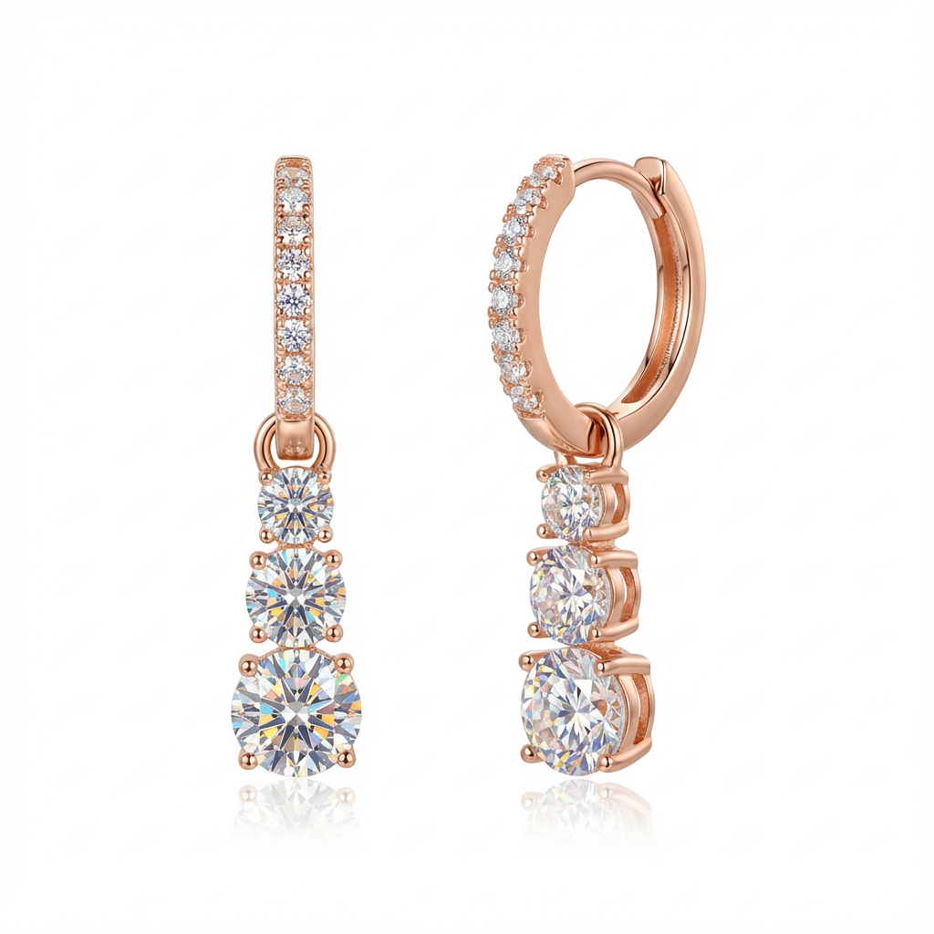 Vega Triple Diamond Drop Earrings