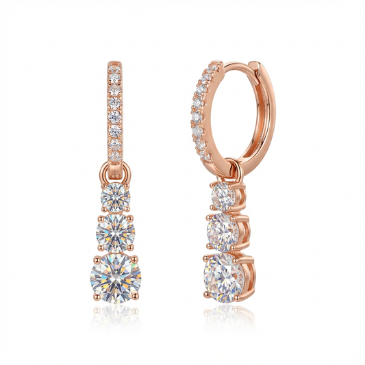 Vega Triple Diamond Drop Earrings