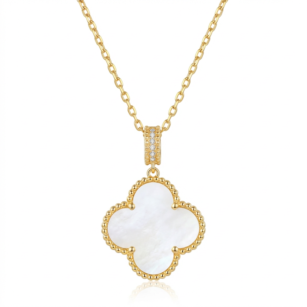 Aura Mother of Pearl Clover Necklace