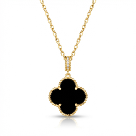 Aura Noir Clover Necklace