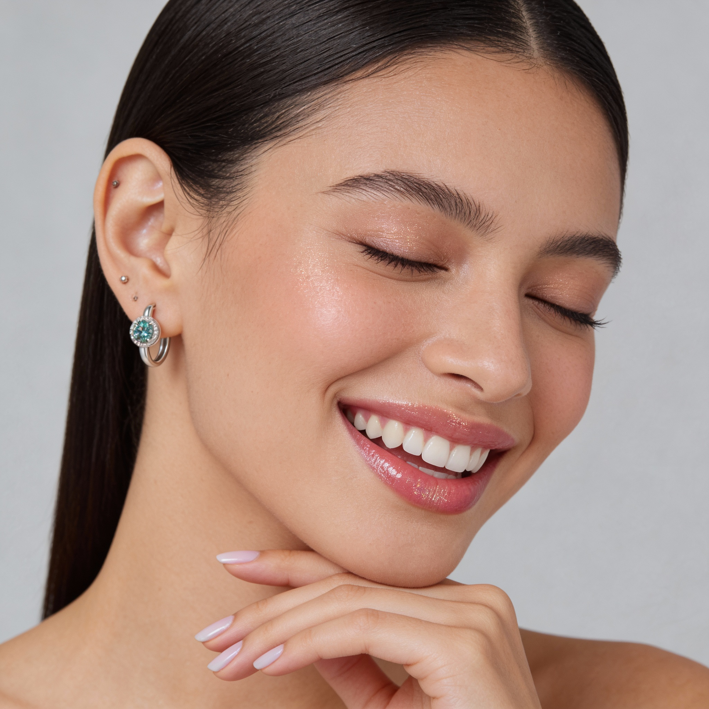 Vega Blue-Green Crystal Halo Earrings