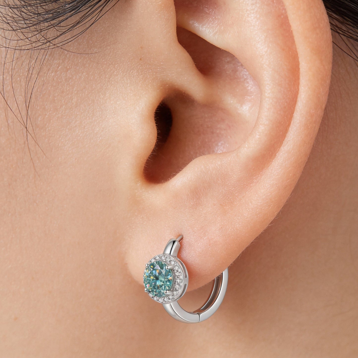 Vega Blue-Green Crystal Halo Earrings