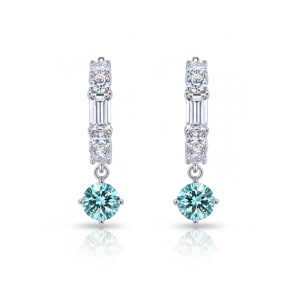 Vega Aqua Crystal Drop Earrings